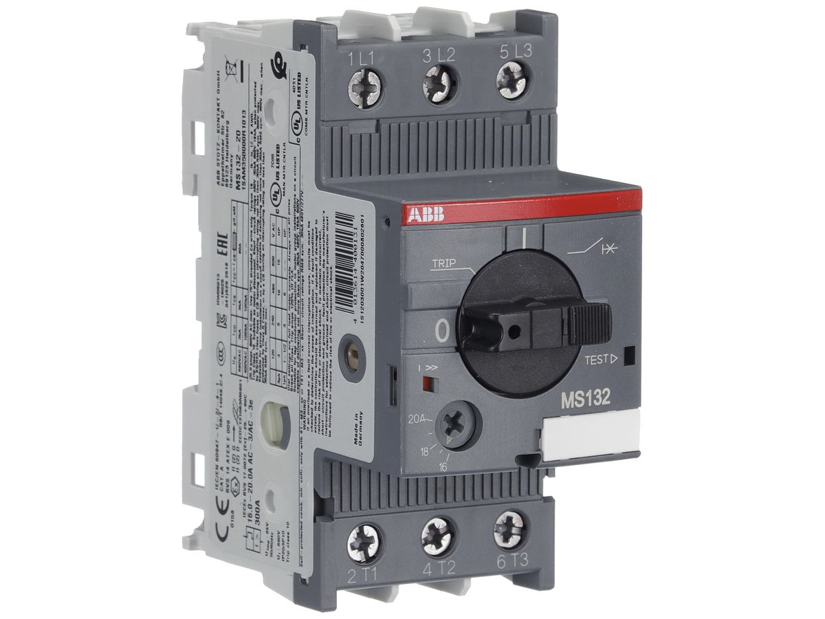 REG-Motorschutzschalter ABB MS132, 7.5kW AC-3 (16…20A) 3L Schraub