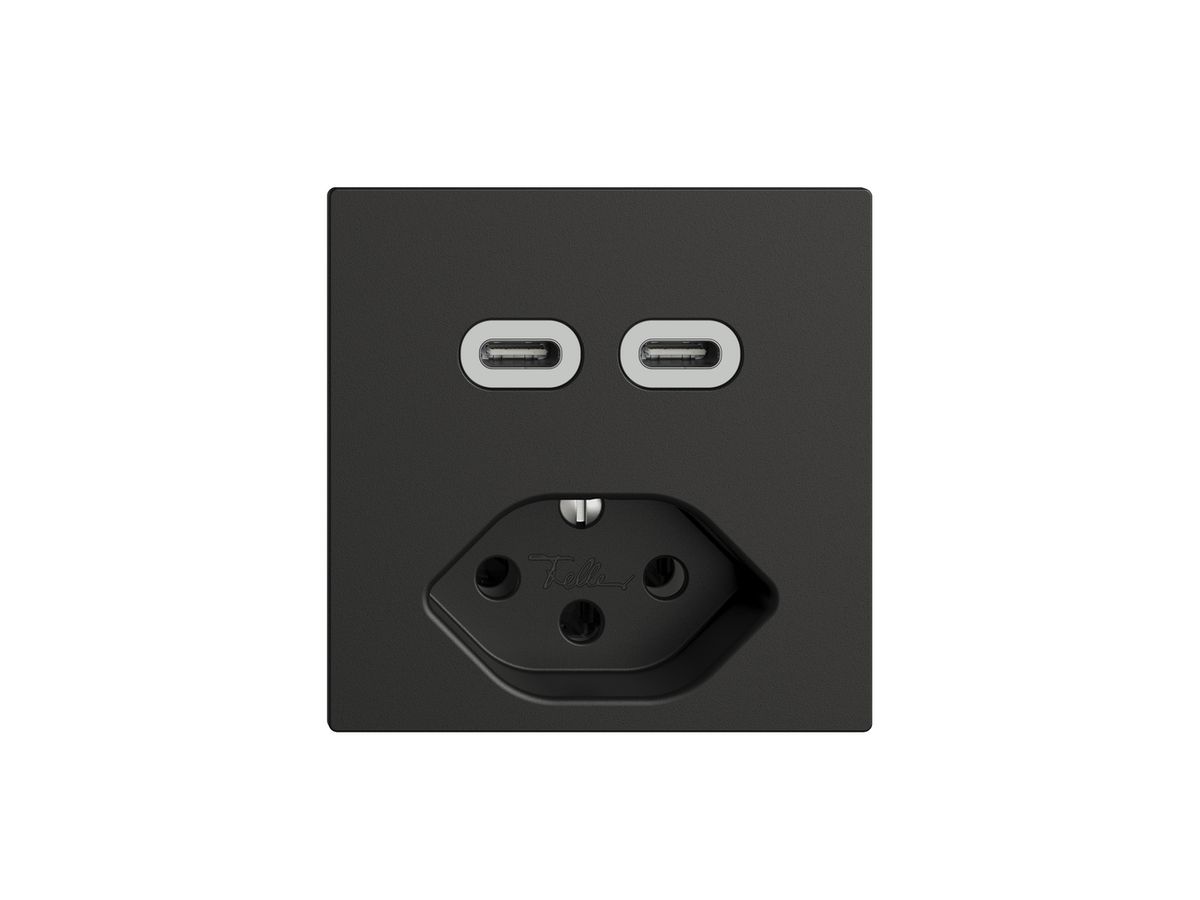 Steckdose USB 2×Typ C + Typ 13 Feller EDIZIOdue F 230V 3000mA schwarz