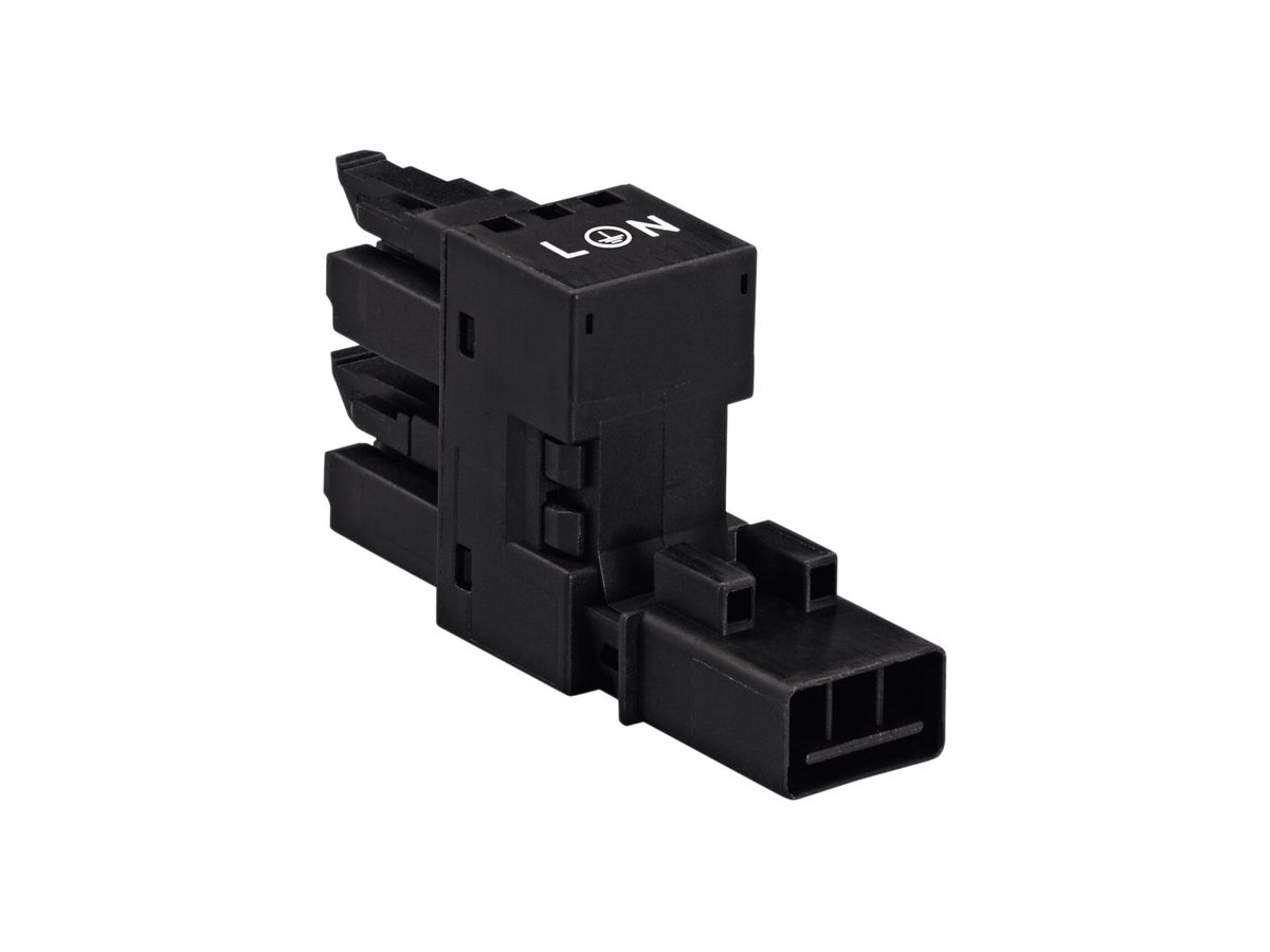 H-Verteiler WAGO 3L 1×Stecker/2×Buchse schwarz 16A 250V Cod.A für 2×Abgängen