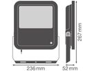 LED-Strahler LEDVANCE FLOODLIGHT100 SEN 69W 10000lm 840 IP66 100° 236×52 sz