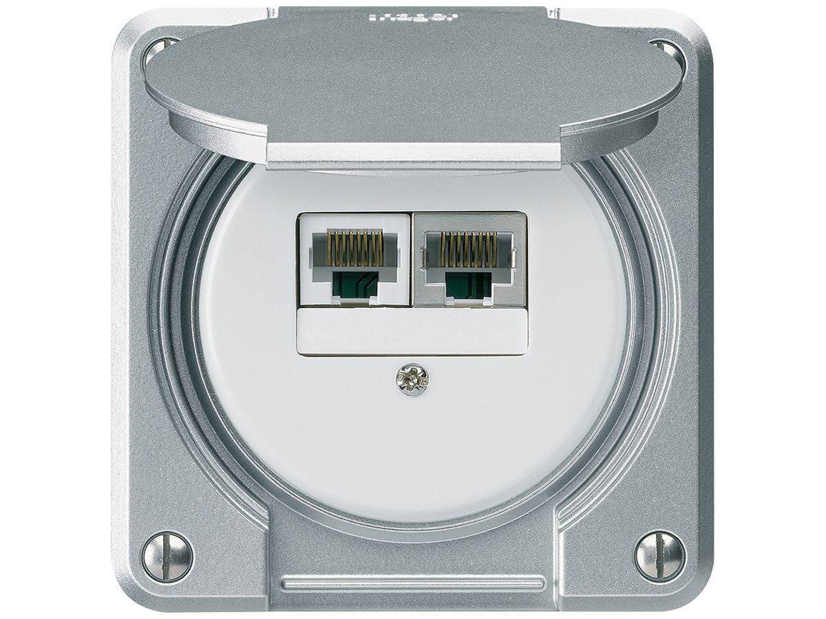 UP-Anschlussdose robusto IP55 aluminium 1×RJ45/s 1×RJ45/u getrennt