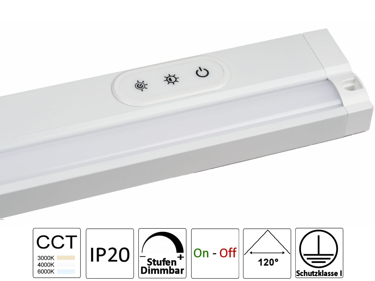 LED-Aufbauleuchte R32 CCT 10.5W weiss - 547mm,3000/4000/6000K,dim. 3 Stufen.