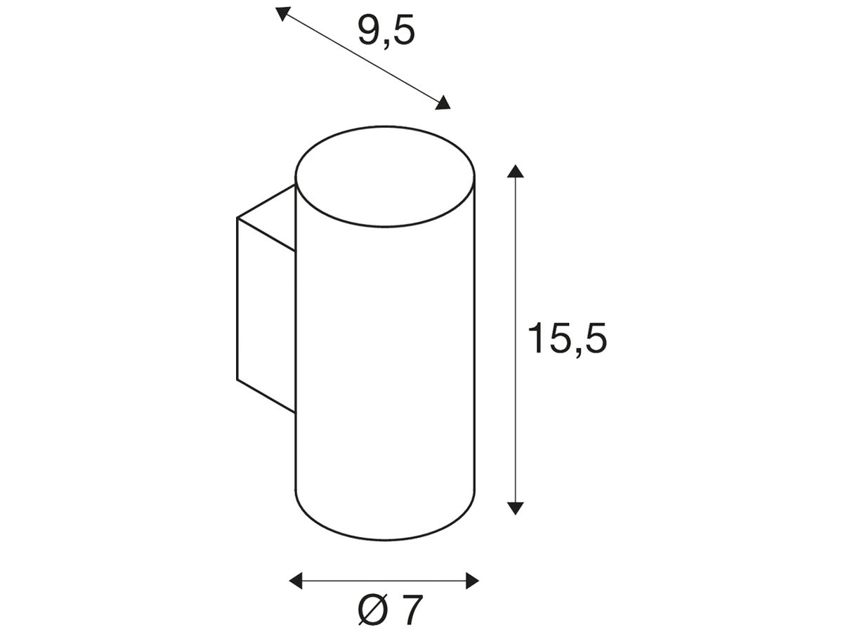 Wandleuchte SLV ASTO TUBE GU10 1×10W Ø70×155mm weiss