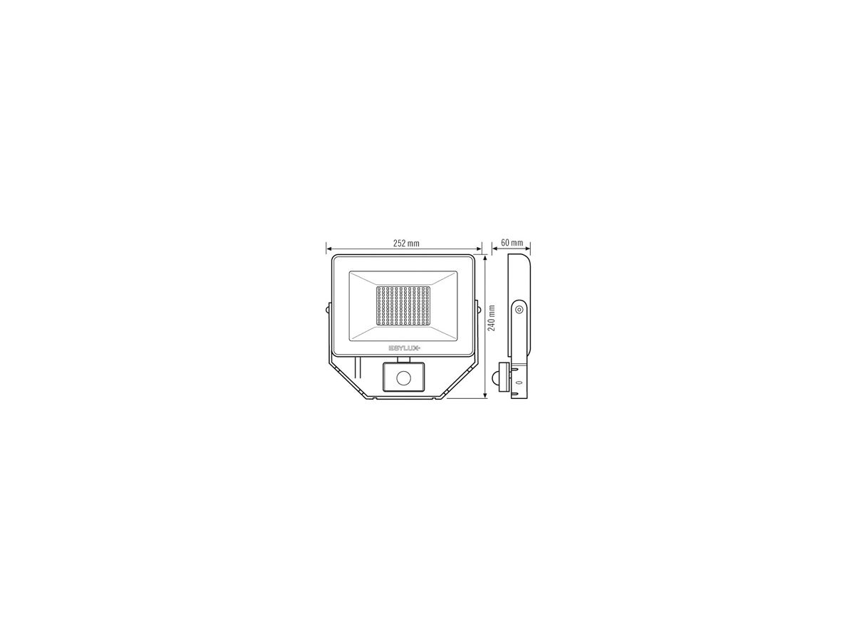 LED-Strahler ESYLUX AFL BASIC, 50W 3000K 5000lm 240×60×230mm IP65, schwarz