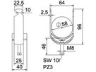 Schnellverleger BET 2056 H-Fuss Kunststoff 52…58mm 1×Kabel A2 1.4301