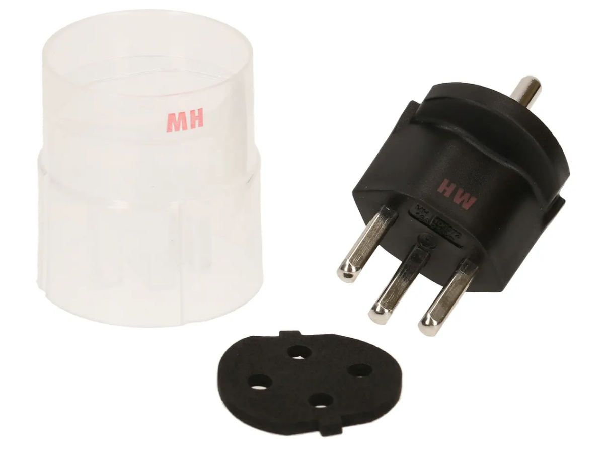 Fixadapter MAX HAURI 3L T23/Schuko, schwarz mit Moosgummi  16A 230VAC