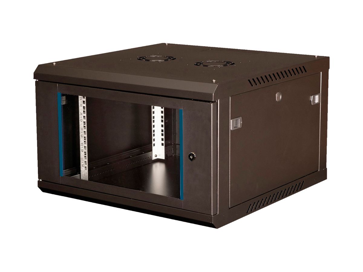 Wandgehäuse 19" VALUE 600×379×600mm 6HE 1×Tür Stahl schwarz