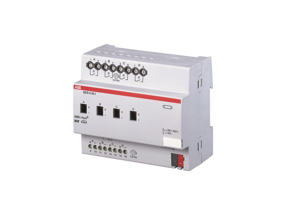 EB-Schalt-/Dimmaktor KNX ABB 4×16 A/230V, 0…10V, REG-K,4TE