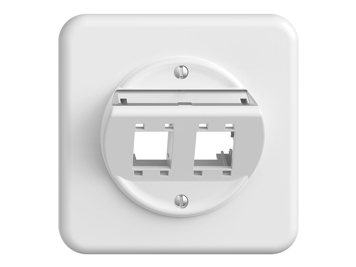 UP-Montageset Sdue QMI, mit Schrägauslasshaube 2×RJ45 freenet weiss