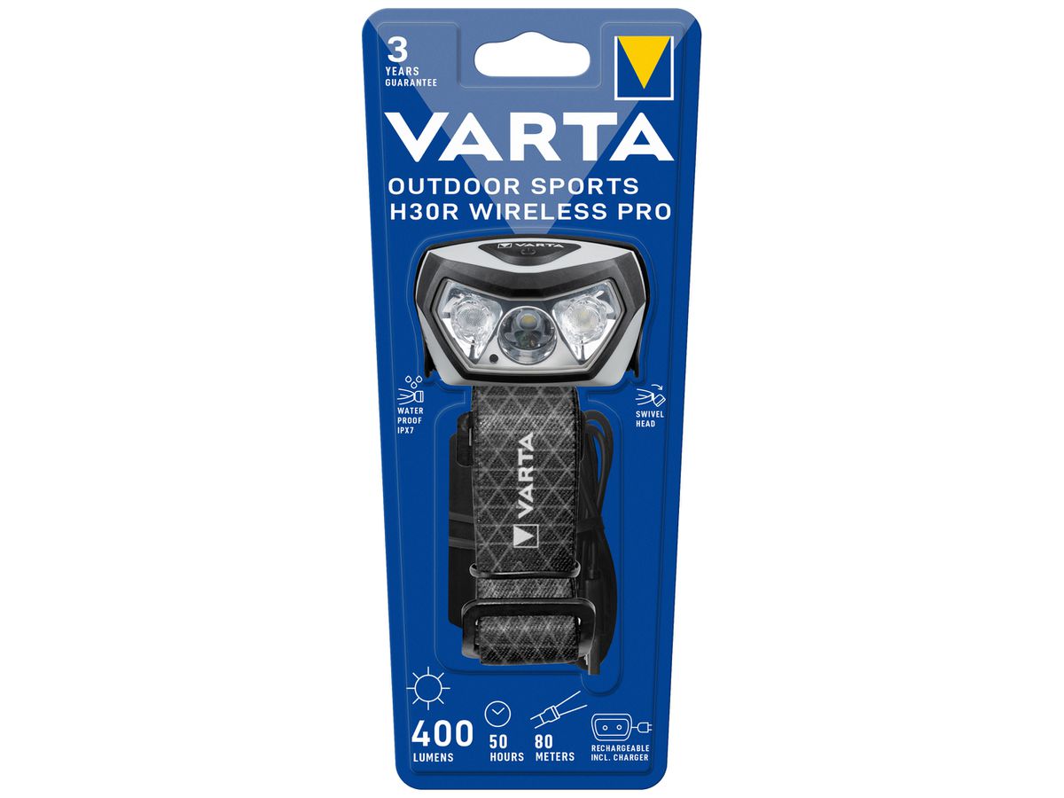 LED-Stirnlampe VARTA Outdoor Sports H30R 400lm mit Akku