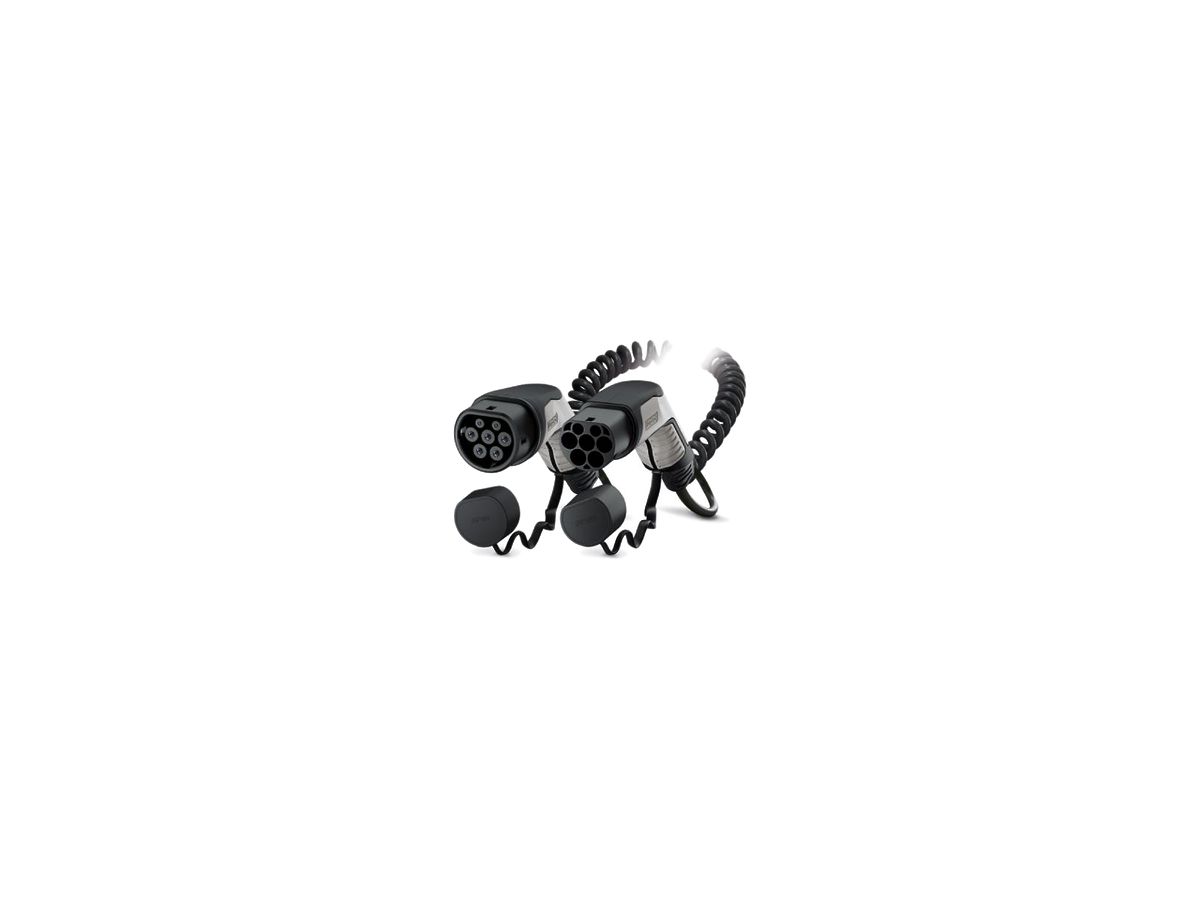 AC-Ladekabel E-Mobility PX Mode3 T2+T2 32A3L 4m spiral 26.6kW 480V schwarz