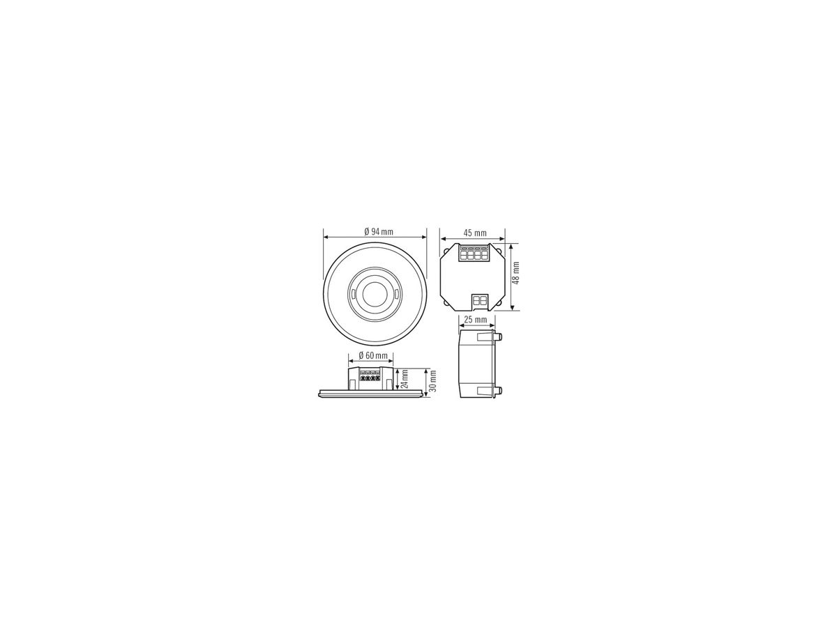 UP-Präsenzmelder ESYLUX PD-FLAT-S 360i/8 RW DALI, weiss