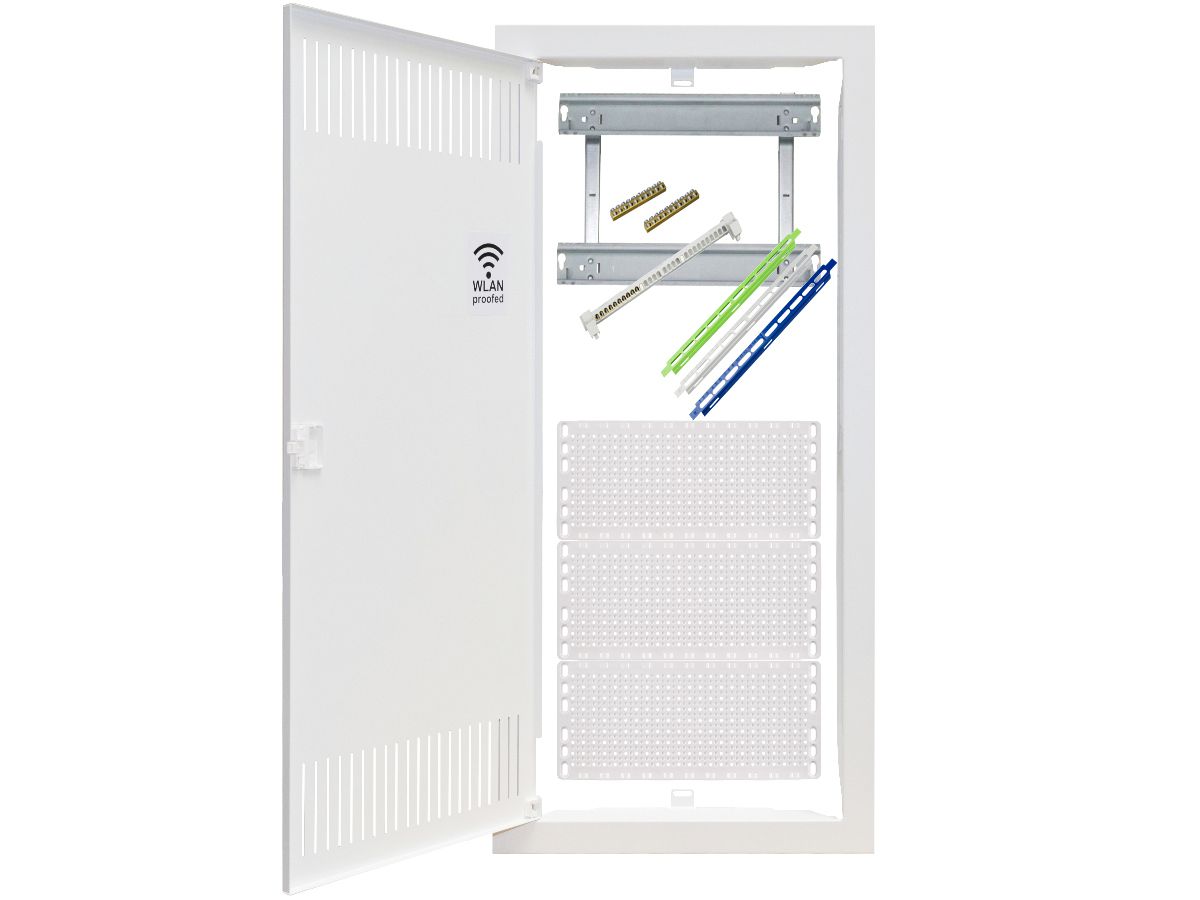 Ausbaupaket Kombiverteiler Media Schrack - 5-Reihe, 2xDIN + 3xMedia, weiss