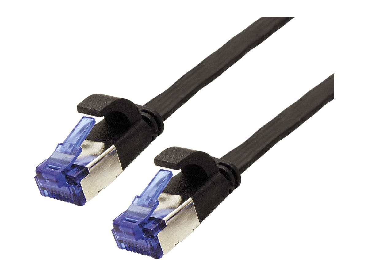 Patchkabel RJ45 VALUE Kat.6A U/FTP AWG32 PVC flach schwarz 1m