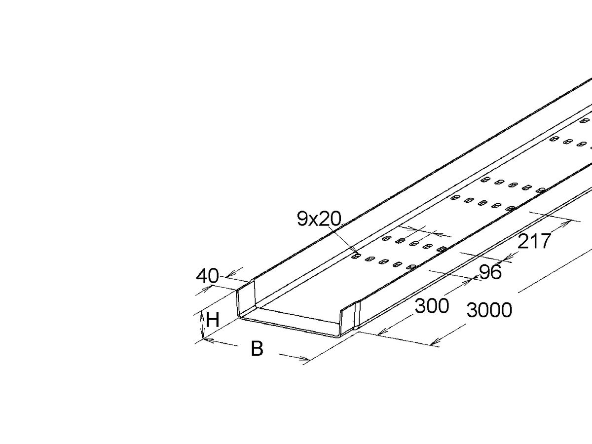 Kabelkanal EBO KKL 50150 gelocht L=3m