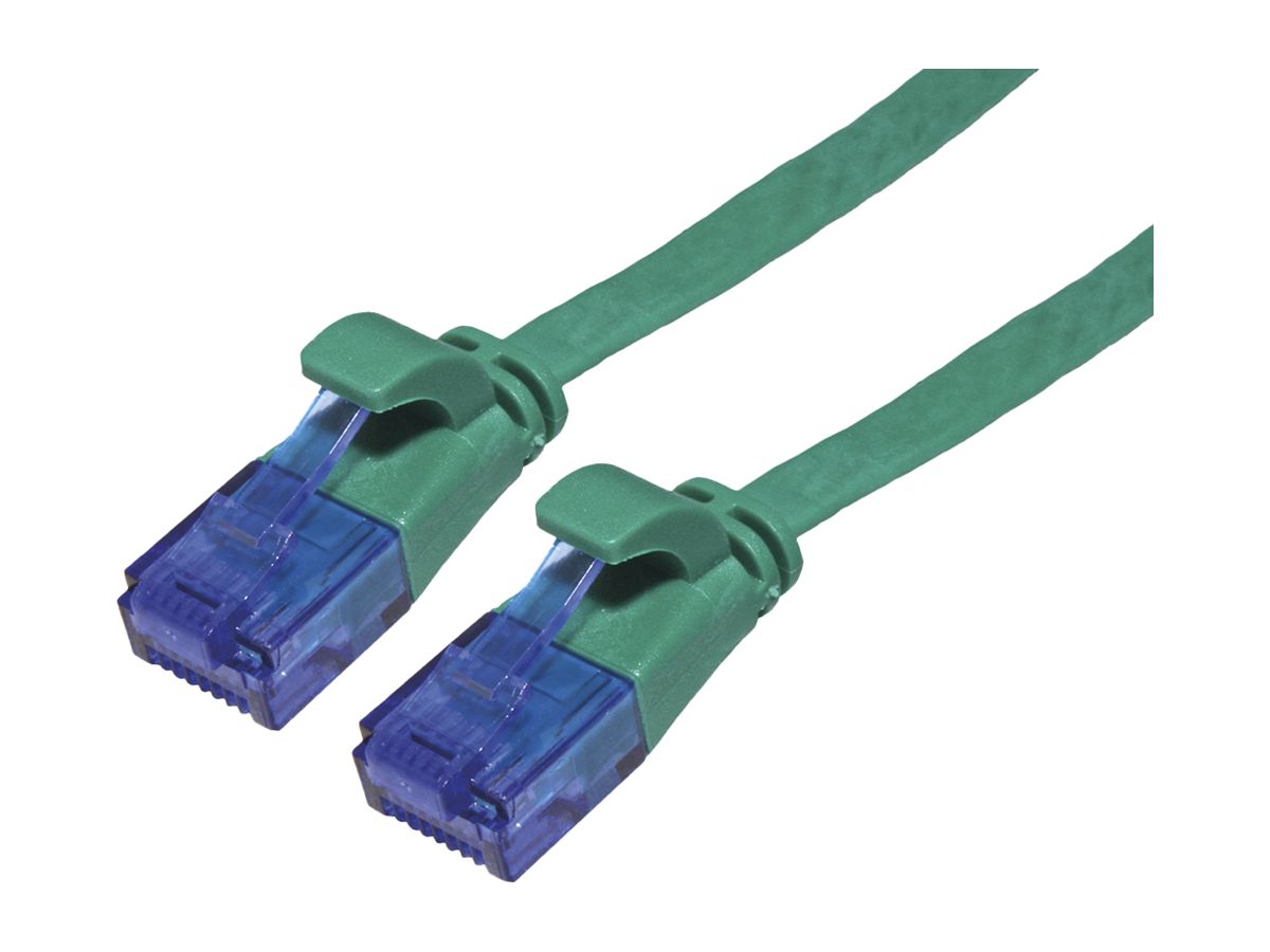 Patchkabel RJ45 VALUE Kat.6A U/UTP AWG32 PVC flach grün 3m