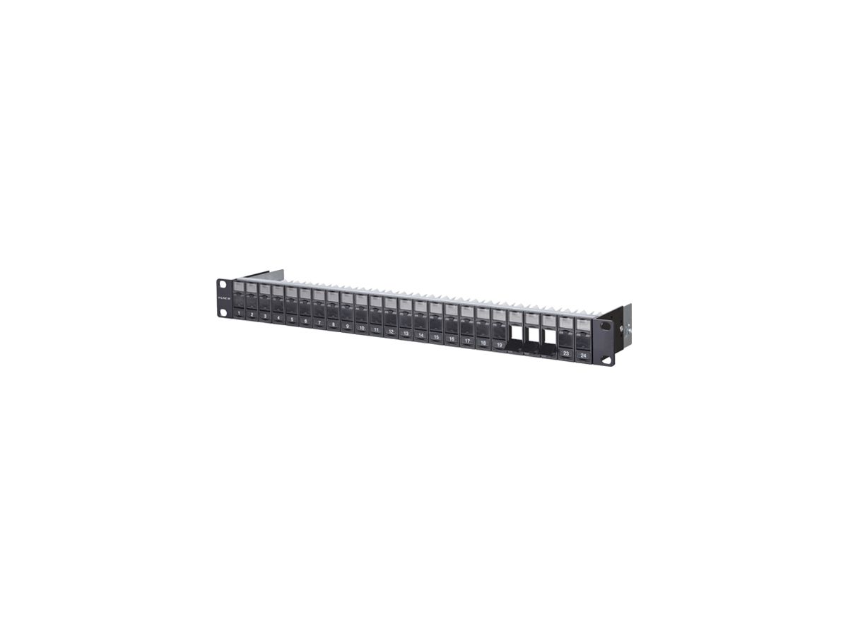 Patchpanel 19" H-LINE M, 24-Port Keystone leer geschirmt 1HE, schwarz