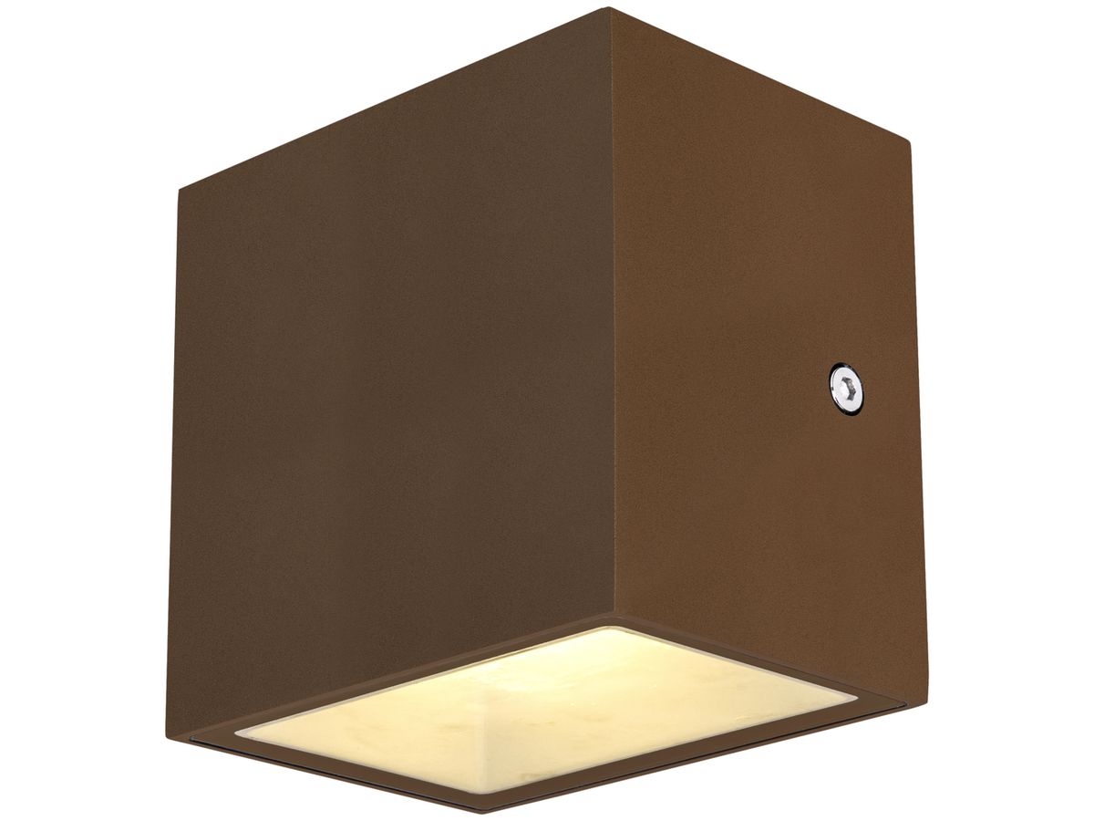 LED-Wandleuchte SLV SITRA CUBE WL 10W 1120lm 3000K IP44 90°/90° rostfarben