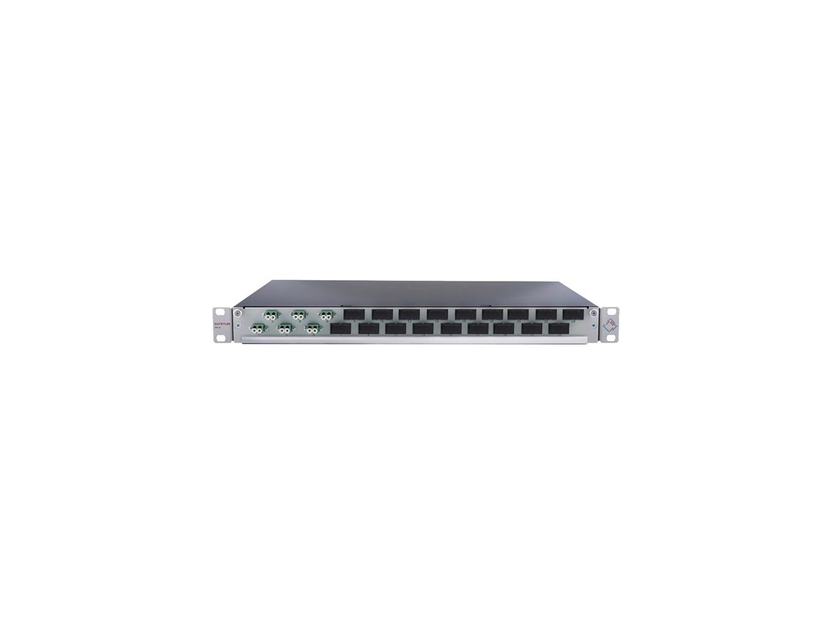 Breakoutbox 19" Dätwyler OV-SO 6×LCD/APC grün OS2 versetzt 1HE grau