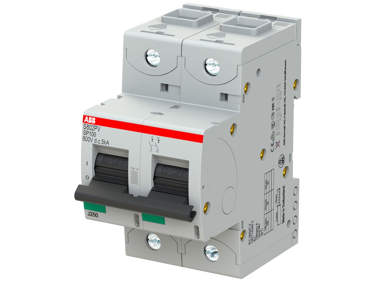 Leitungsschutzschalter ABB S802PV-SP100 2P 800VDC 100A 5kA 3TE