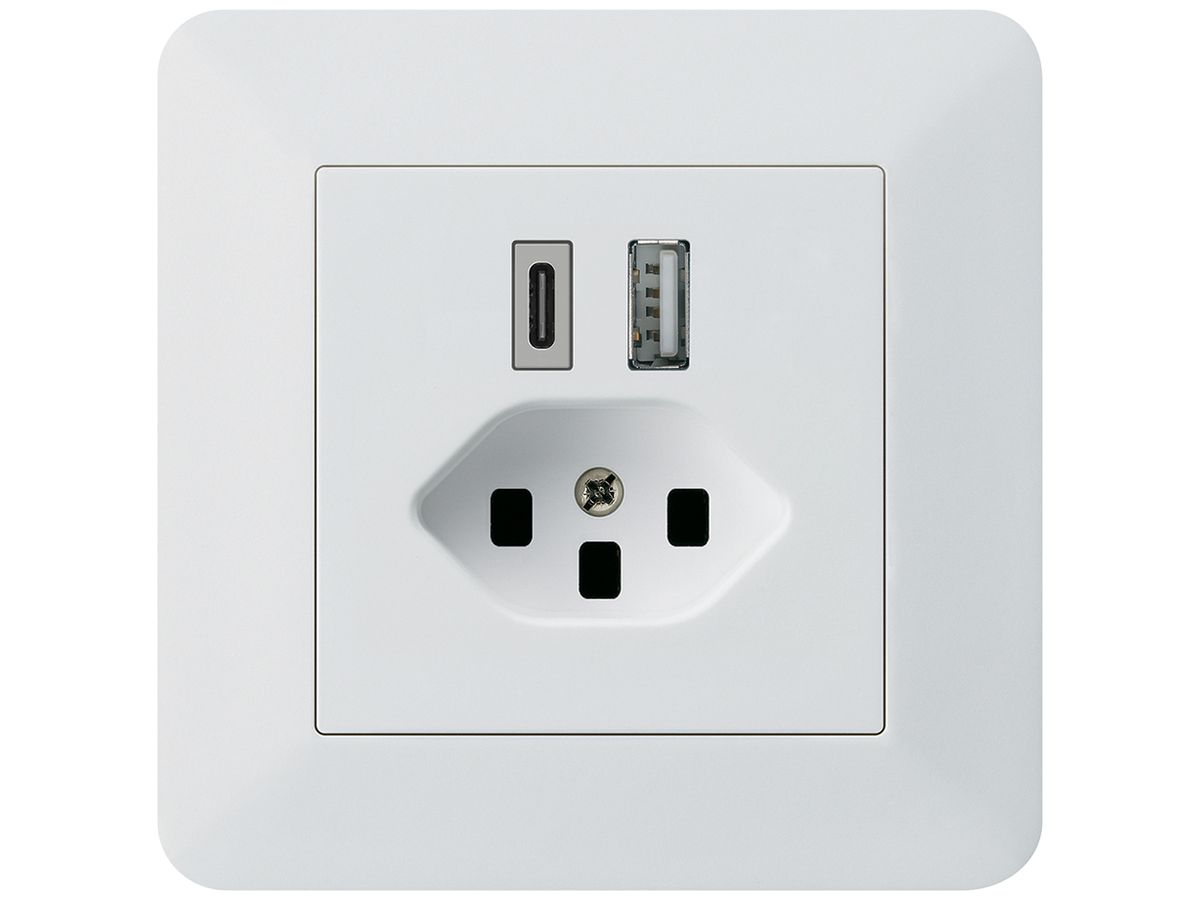 UP-USB-Ladesteckdose kallysto.trend 18W PD 1×Typ A 1×Typ C T23 weiss