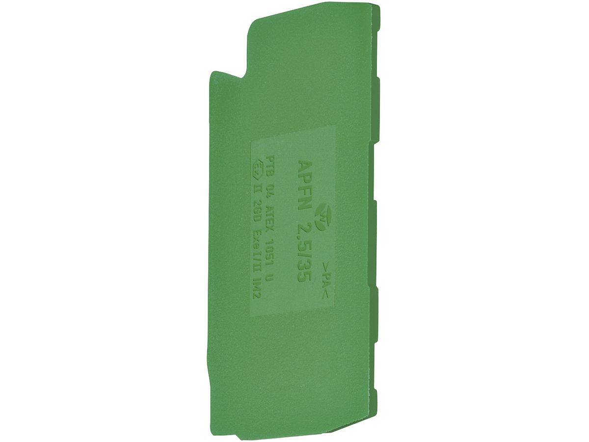 Abschlusswand Hager für KYA02EH2 PE-Klemmen 2.5mm² grün