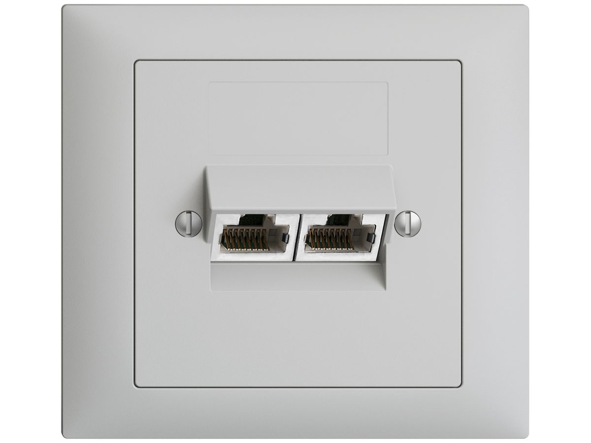 EB-Dose 2×RJ45/s 4P getr. EDIZIOdue hellgrau ITplus