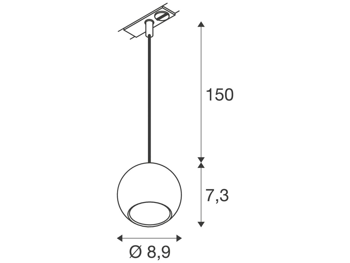 Pendelleuchte SLV LIGHT EYE 90 AD1PH GU10 1×6W DIM Ø89mm schwarz