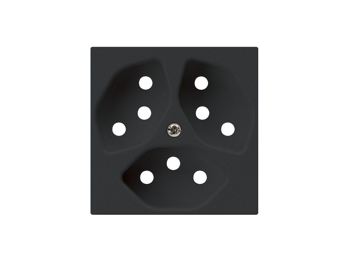 Frontplatte kallysto 3×T13 schwarz 60×60mm für Steckdose 3×T13