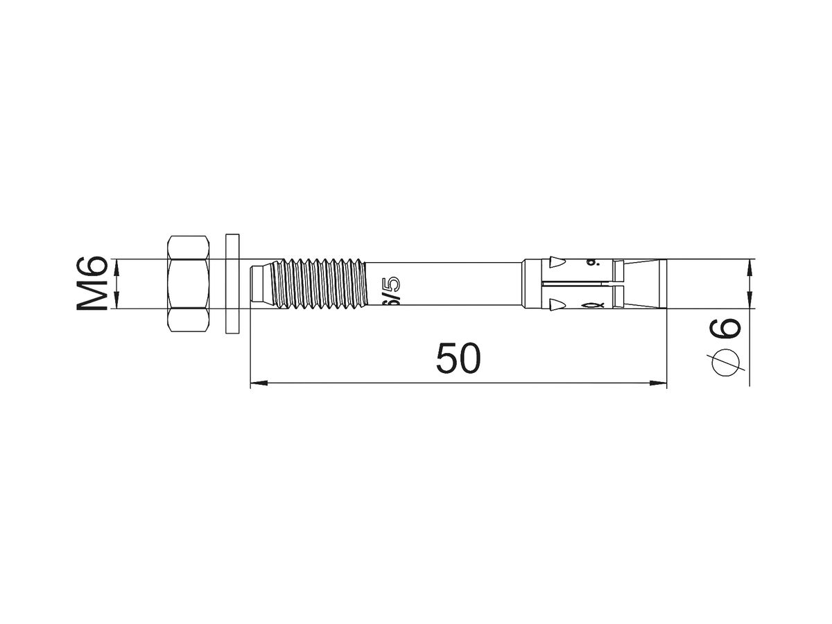Bolzenanker BET FNAII M6×55mm St galvanisch/ elektrolytisch verz.