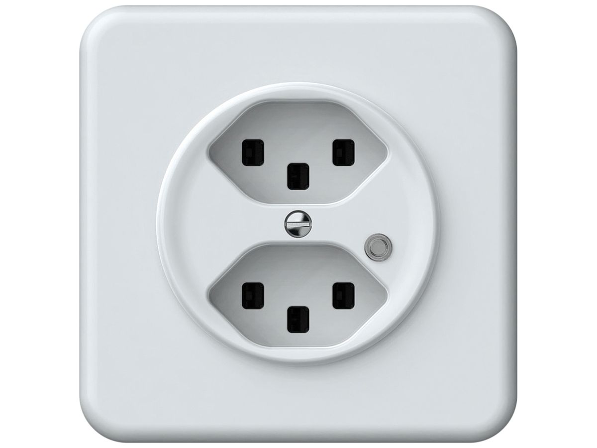 UP-Steckdose origin 2×Typ 23 bel.grün 16A 230V 92×92mm weiss