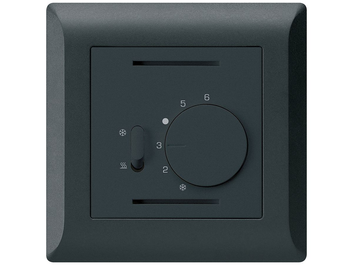UP-Thermostat Hager kallysto.line, mit Schalter Heizen/Kühlen, schwarz