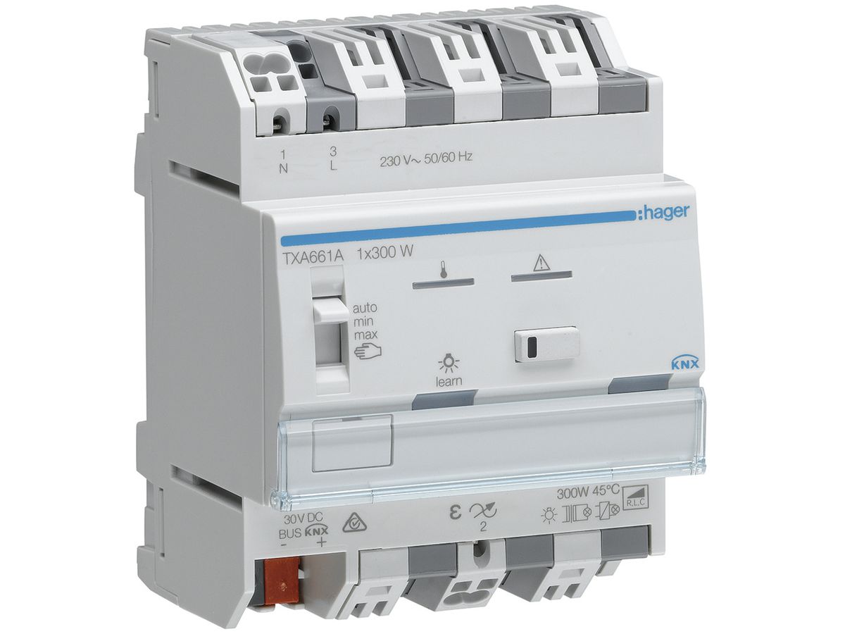 REG-Dimmaktor Hager TXA661A KNX easy 1×300W 4TE