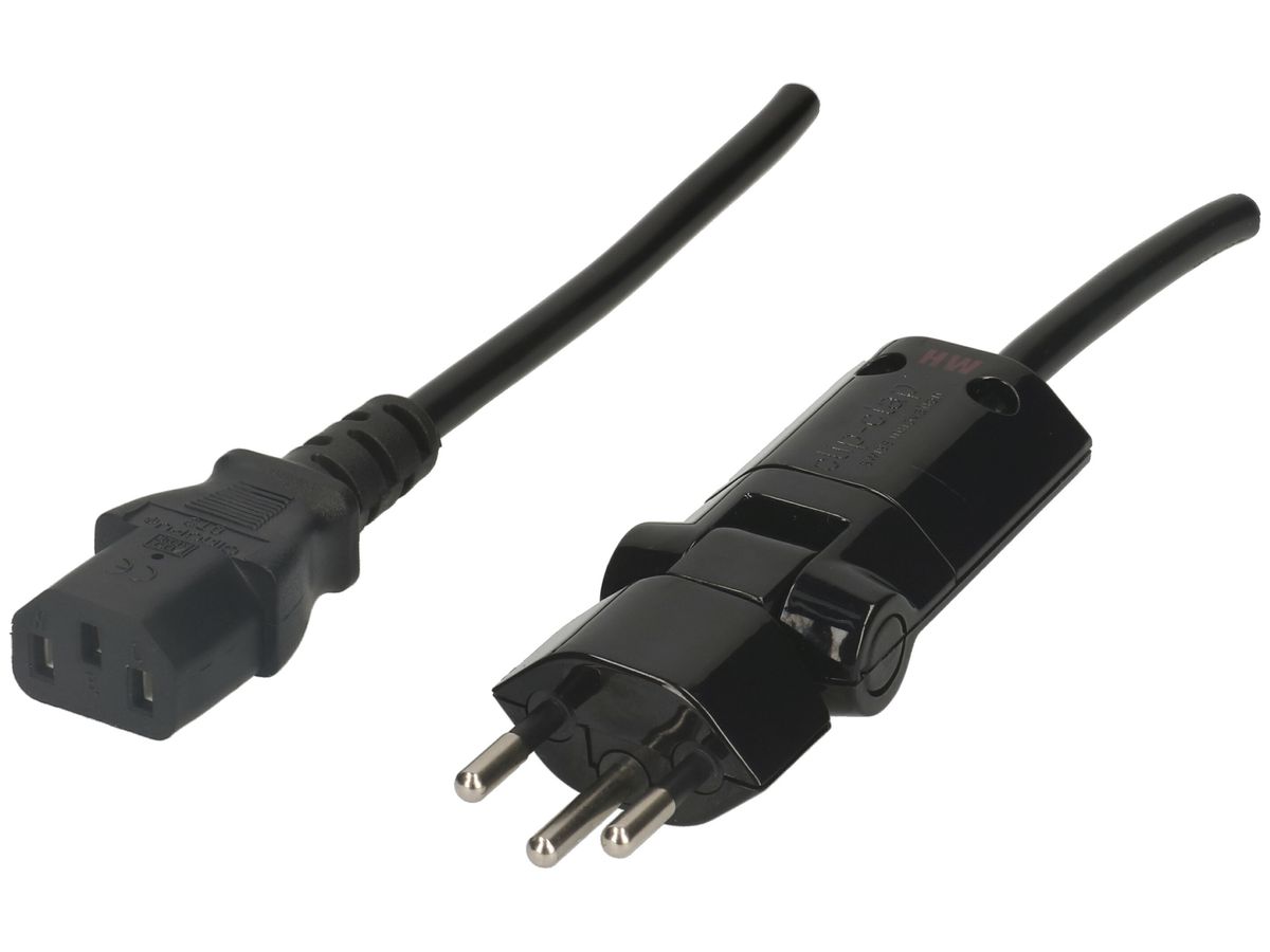 Apparatekabel MAX HAURI T12/C13 Clip-Clap Td 3×0.75mm² 2m schwarz