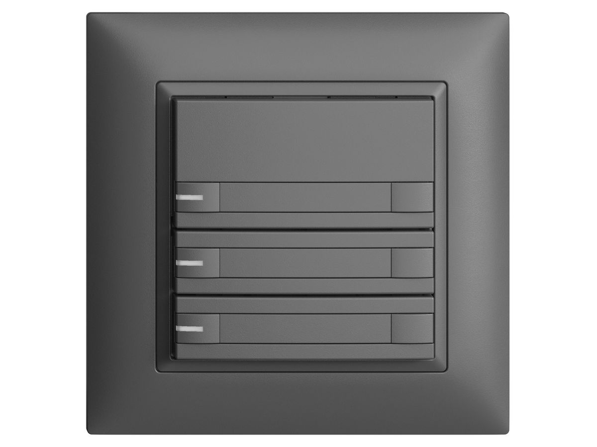UP-KNX-Taster RGB EDUE FMI, 250mW, m.RGB-LED, m.Papier, 3×Taste, 2×Tastenb., dgu
