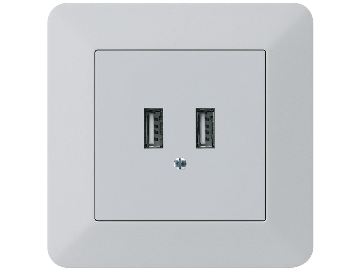 UP-USB-Ladesteckdose Hager kallysto.trend 240V 2400mA hellgrau