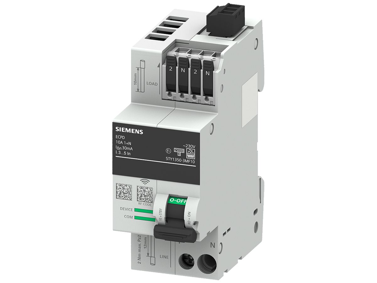 Elektronisches Schutzschaltgerät SENTRON ECPD 1LN 10A 30mA Typ F 75kA RF