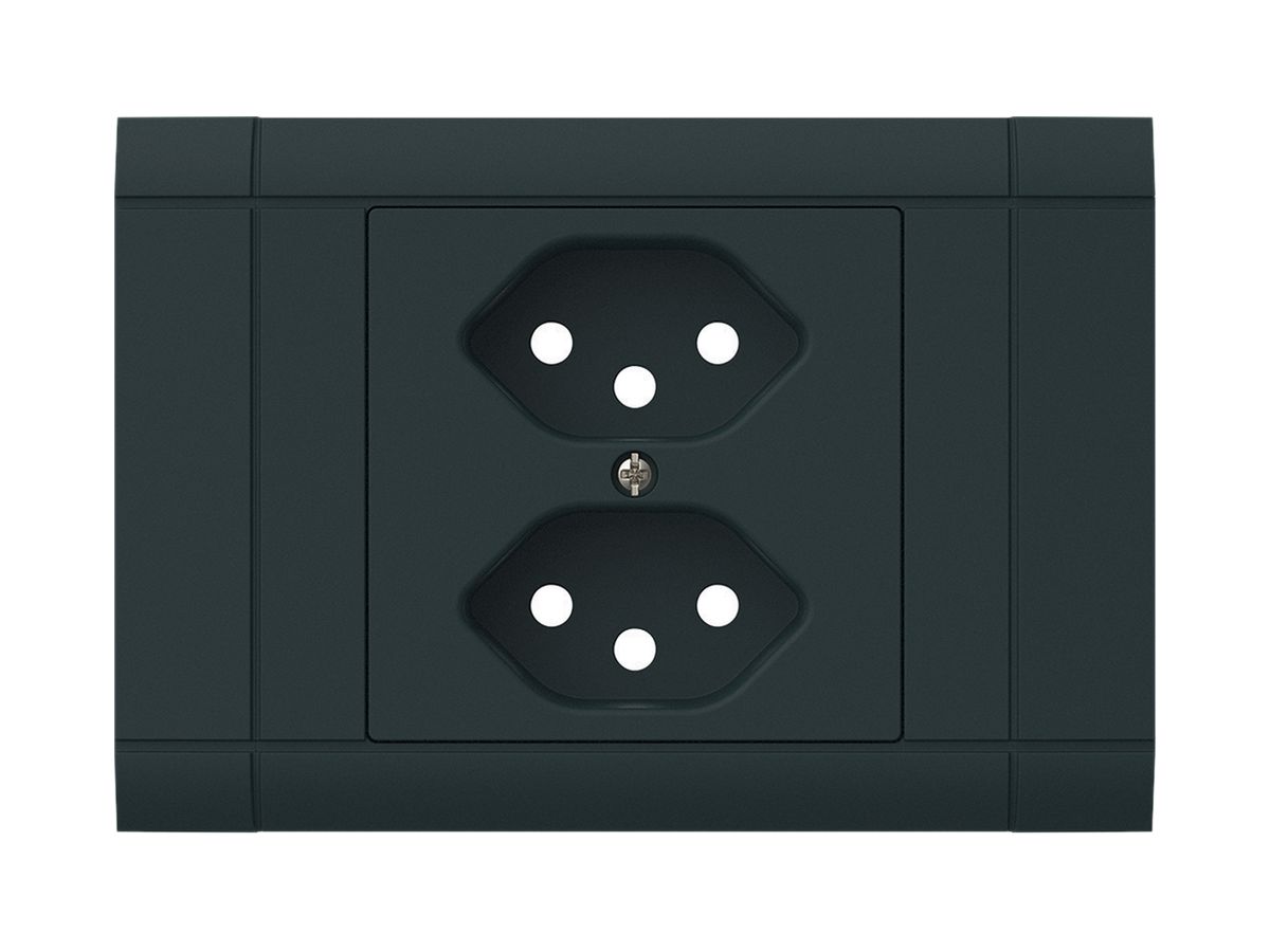 EB-Frontset kallysto für Einbausteckdose 2×Typ 13 Abdeckrahmen steckbar schwarz