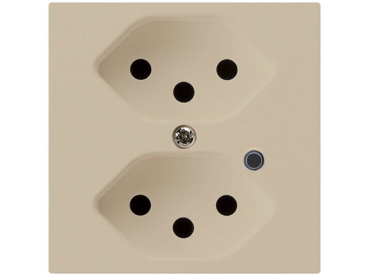 Steckdose Hager kallysto 2×T13 beleuchtet A beige