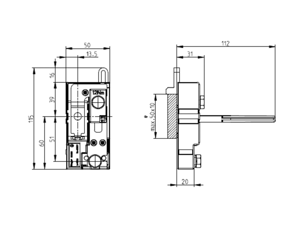 Neutralleitertrenner Weber 160A weber.vertigroup DIN00 Stromschiene aufschrauben