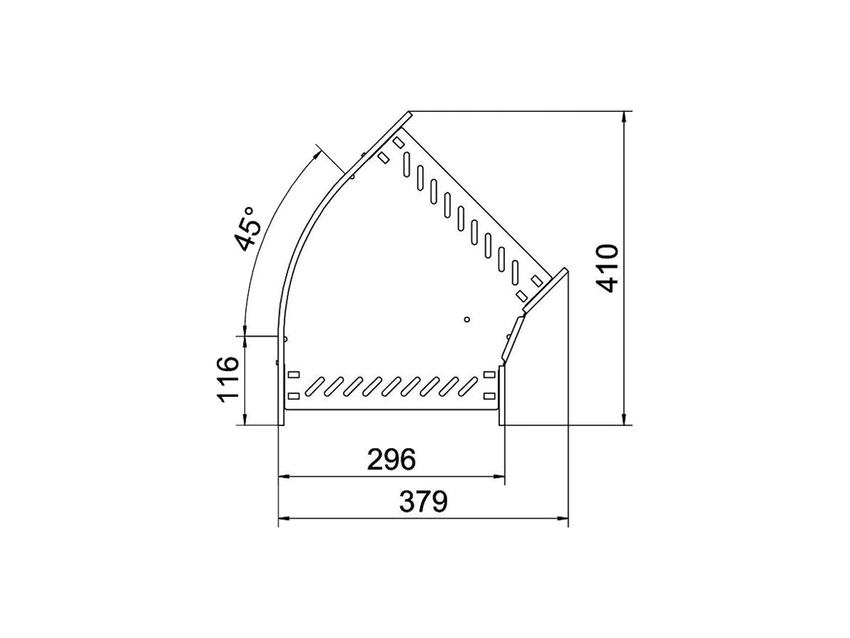 Bogen BET RB 45° 85×300mm Stahl bandverzinkt