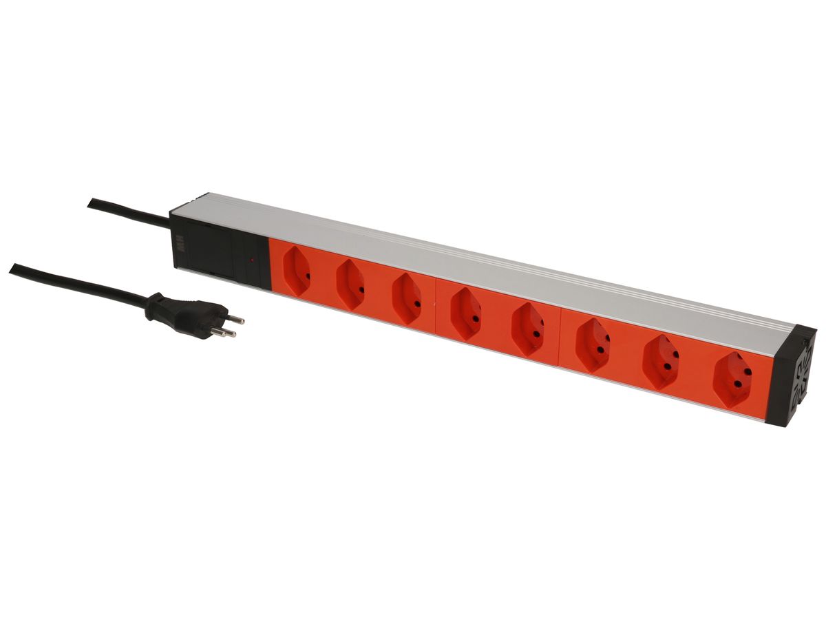 Mehrfachsteckdose PDU 19" MH maxCONNECT 8×T13 1HE Td 3×1.5mm² 3m alu/orange