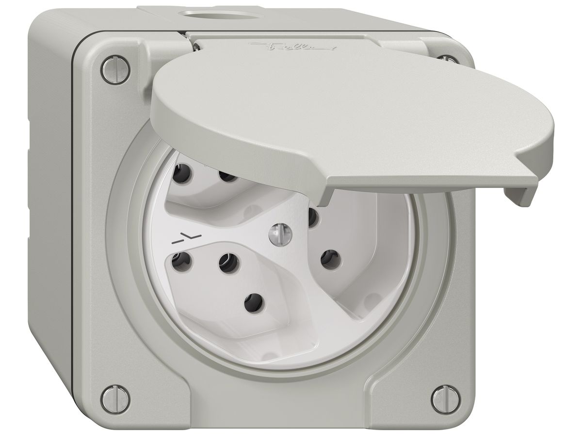 AP-Steckdose NEVO SNAPFIX® 3×T13 1×S 10A 250V 87×87×70mm IP21 lgu