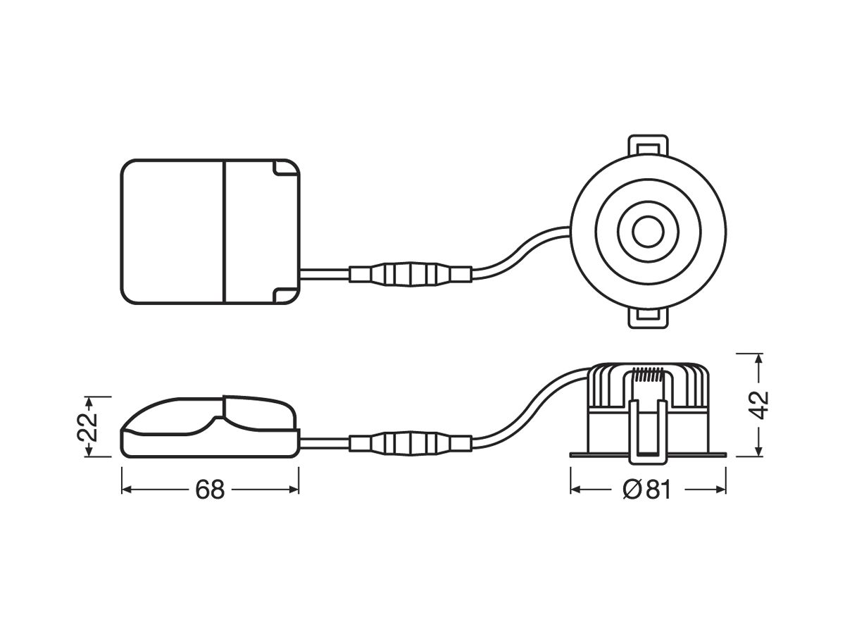 LED-Downlight LEDVANCE SP FIX 8W 680lm 3000K IP44 MB DIM schwarz