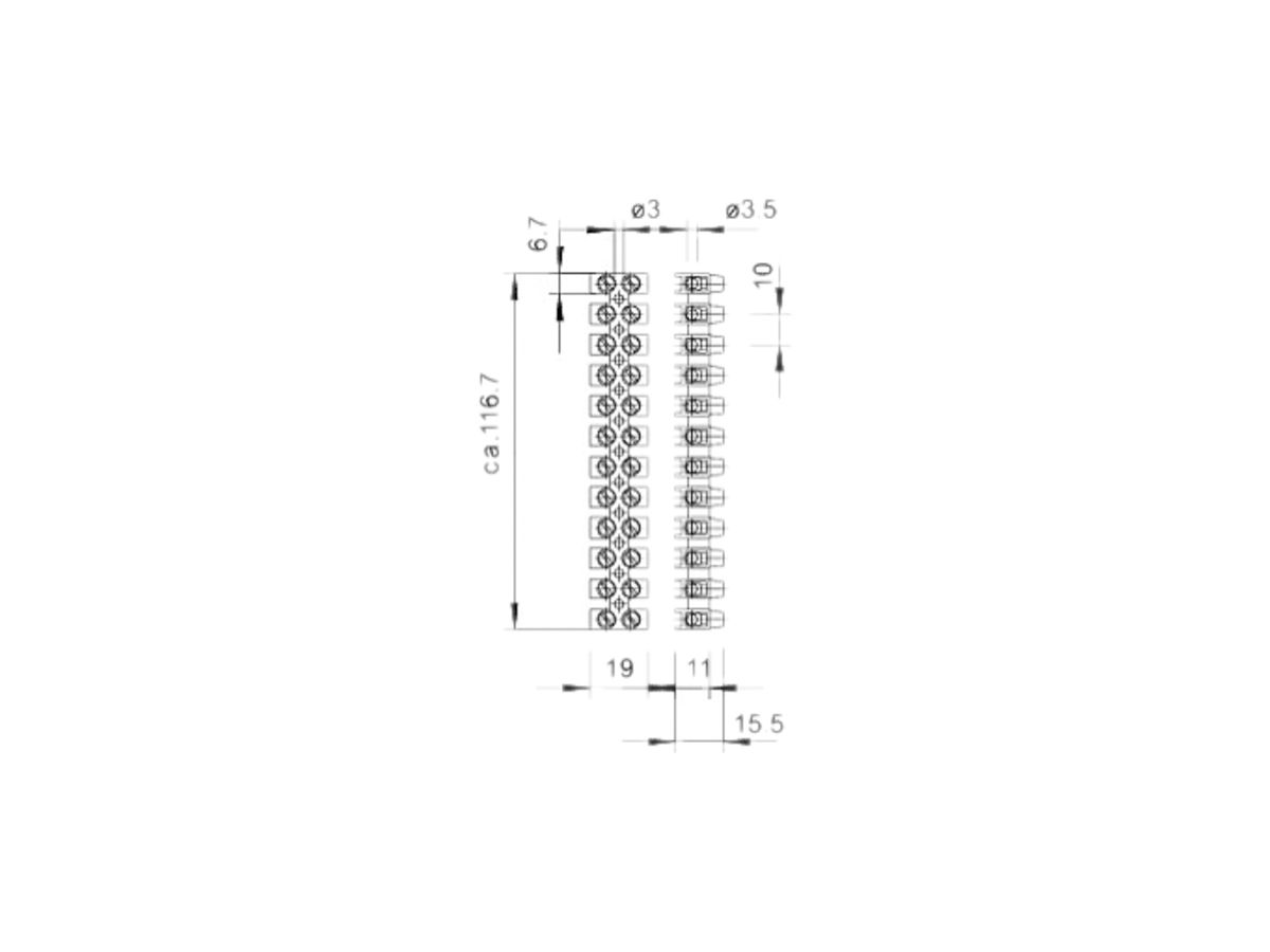 Klemmenleiste Bettermann 12P 1…6mm² 450V