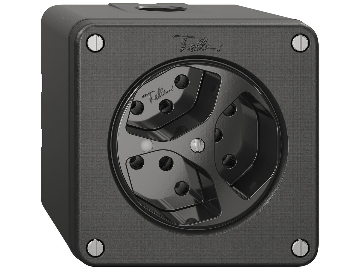 AP-Steckdose NEVO SNAPFIX® 3×T13 10A 250V beleuchtet 87×87×64mm IP21 sz