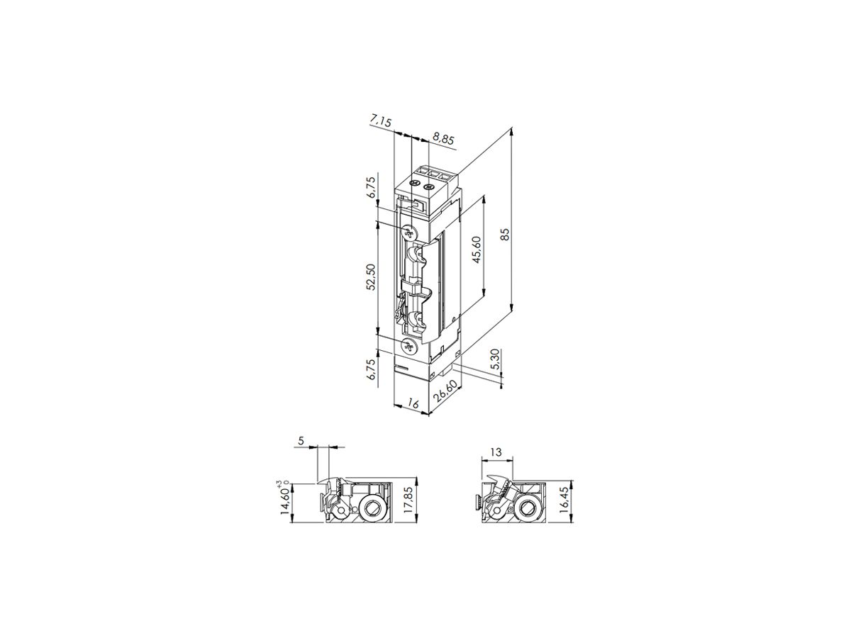 Vorlasttüröffner BSW B5010--L, 24VDC, stromlos geschlossen, Radiusfalle