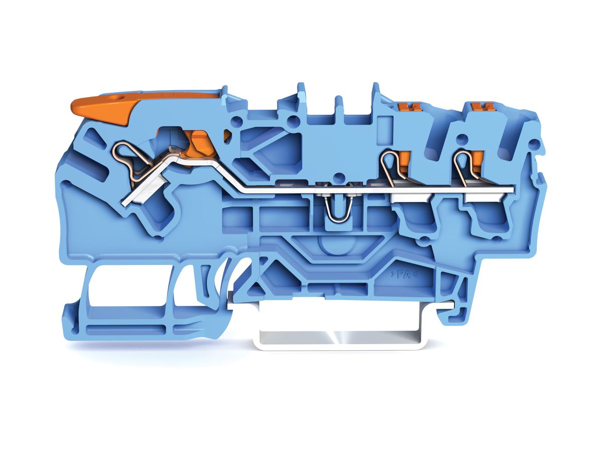 Durchgangsklemme WAGO TOPJOB-S 2.5mm² 3L blau Serie 2102
