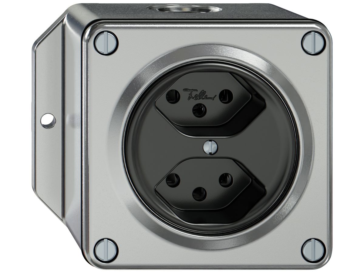 AP-Steckdose ELEMENT 2×Typ 13 10A 250V IP20 aluminium