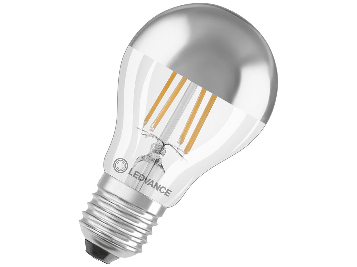 LED-Lampe LEDVANCE CLAS A E27 6.5W 650lm 2700K Ø60×105mm klar kuppenverspiegelt